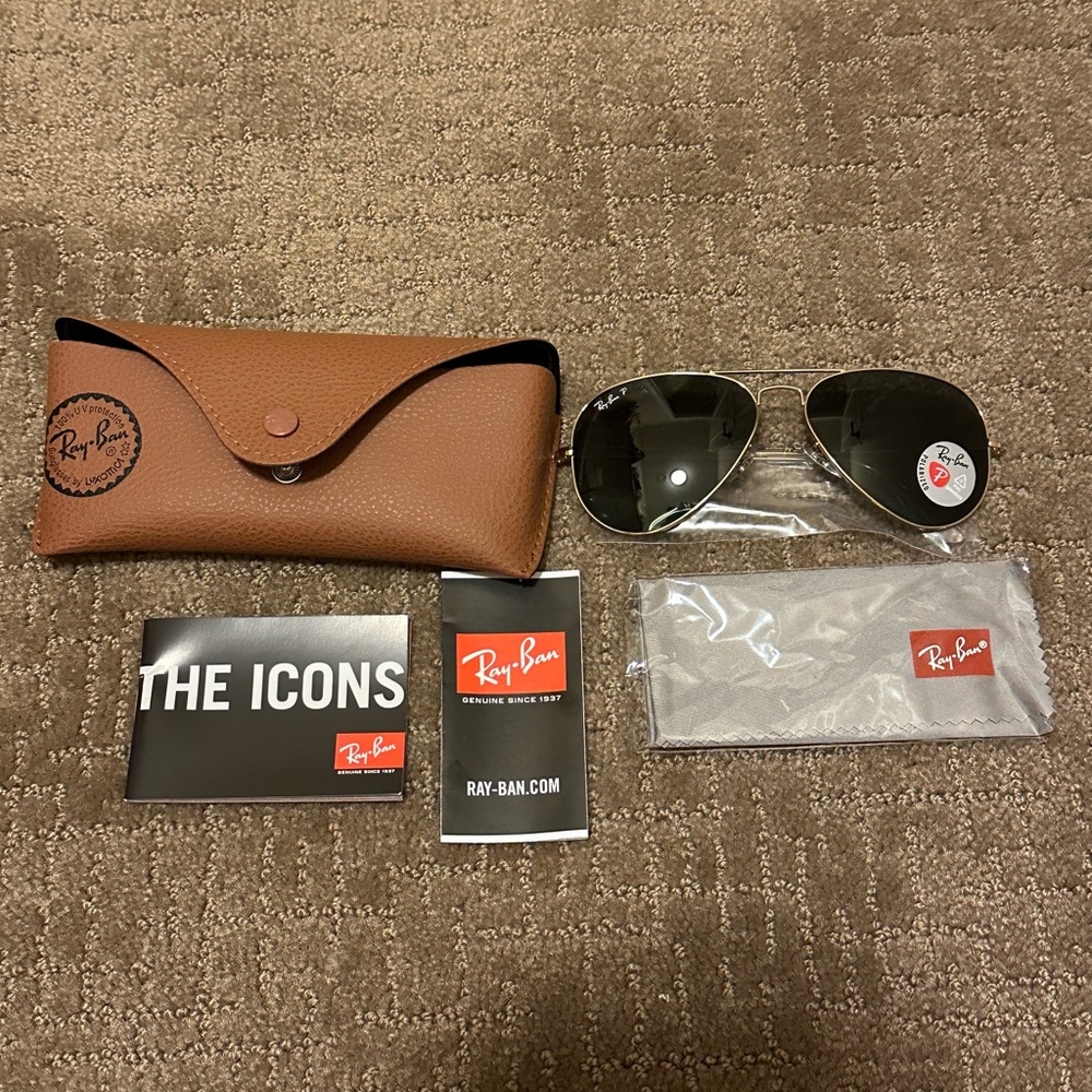 Original Ray-Ban RB3025 Aviator  Metal 58 Polarized Falcon Aircraft Sunglasses